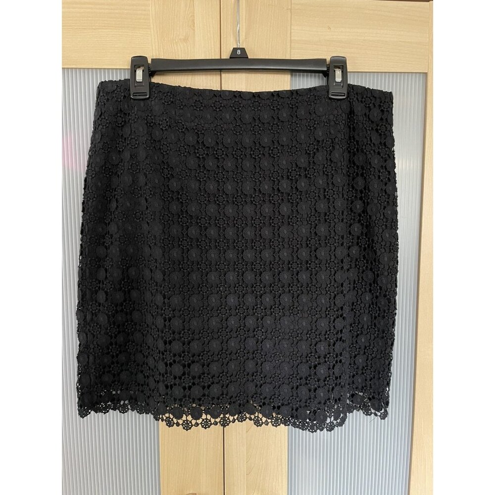 Vince Camuto Skirt Sz 8 Pencil Black Lace Cotton Career Party Wedding Goth